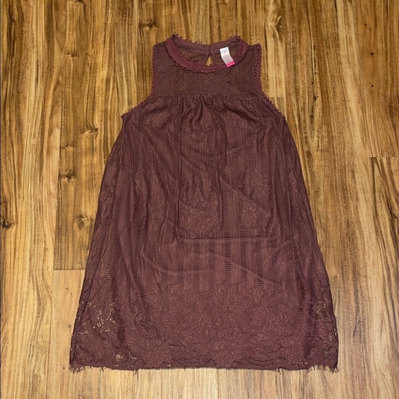 No Boundaries women’s medium 7 9 dress mini Mauve pink lace boho sleeveless - Picture 1 of 8